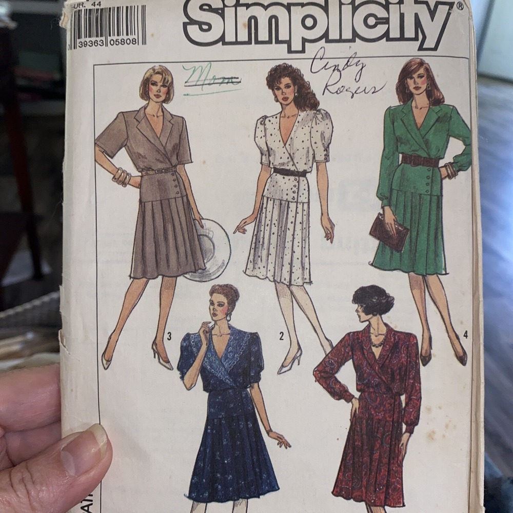 Vintage 1988 Simplicity Wrap Dress Sewing Pattern 8729 Size 16 Uncut